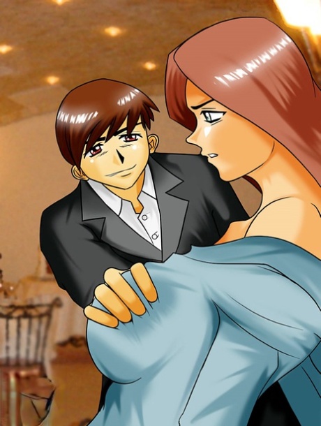 Anime shemale & her new man analizing each other during a dinner date